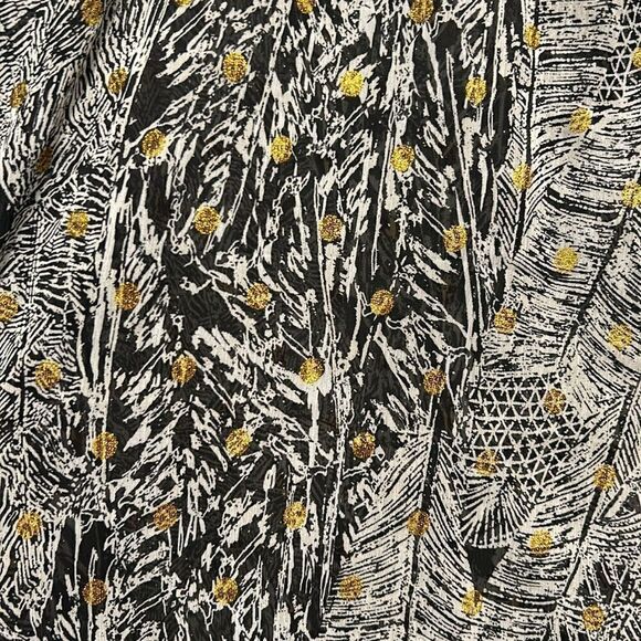 NWT Aqua Black/White/Gold Blouse, Size Large - Picture 3 of 10